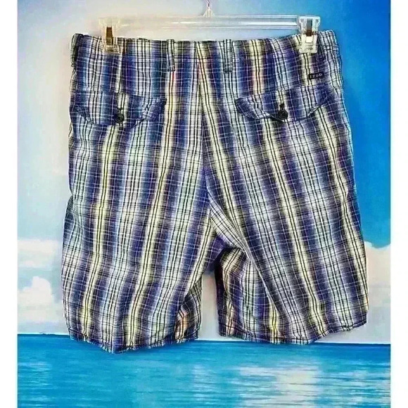 IZOD Mens BLUE PLAID Walking GOLF Tennis Shorts Pants LIGHTWEIGHT size 32 - Picture 2 of 4